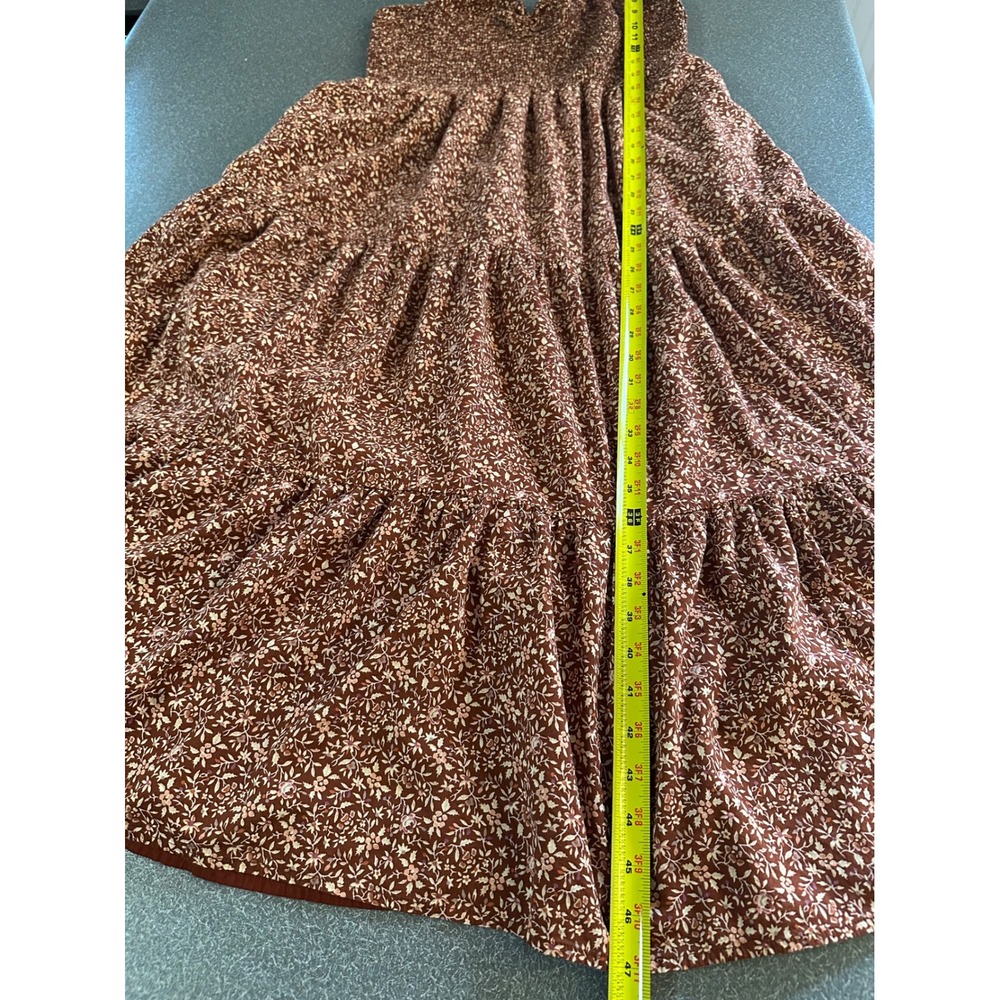 Madewell Lucie Tie Strap Tiered Midi Dress Stained Mahogany Floral L NF877 - Picture 5 of 8